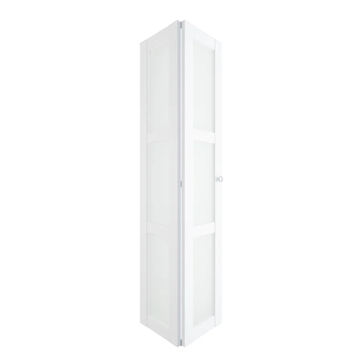 CHIC MODE 3-Lite Frosted Glass Solid Manufactured Wood Prefinished Bi-Fold Door