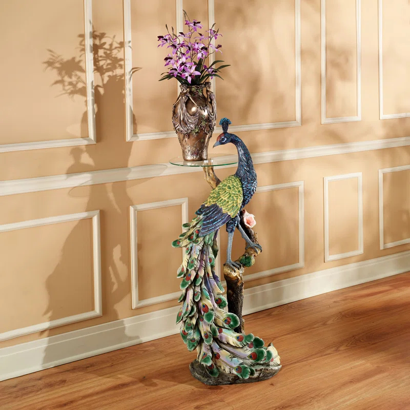 Design Toscano Peacock's Perch Sculptural End Table