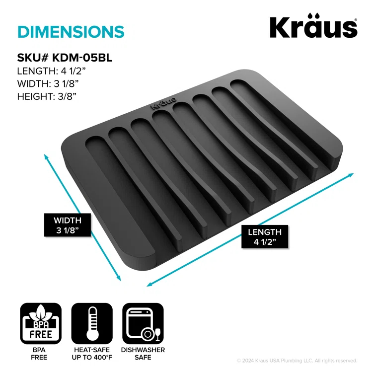 Kraus KRAUS Roll Up Dish Drying Rack With Self-Draining Silicone Dish Drying Mat And Silicone Soap Dish Holder, KDM-KRM-10DG