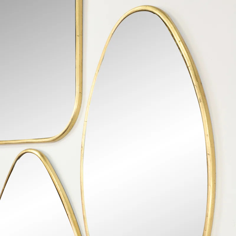 CosmoLiving by Cosmopolitan Metal Gold Wall Mirror with Varying Shapes Set