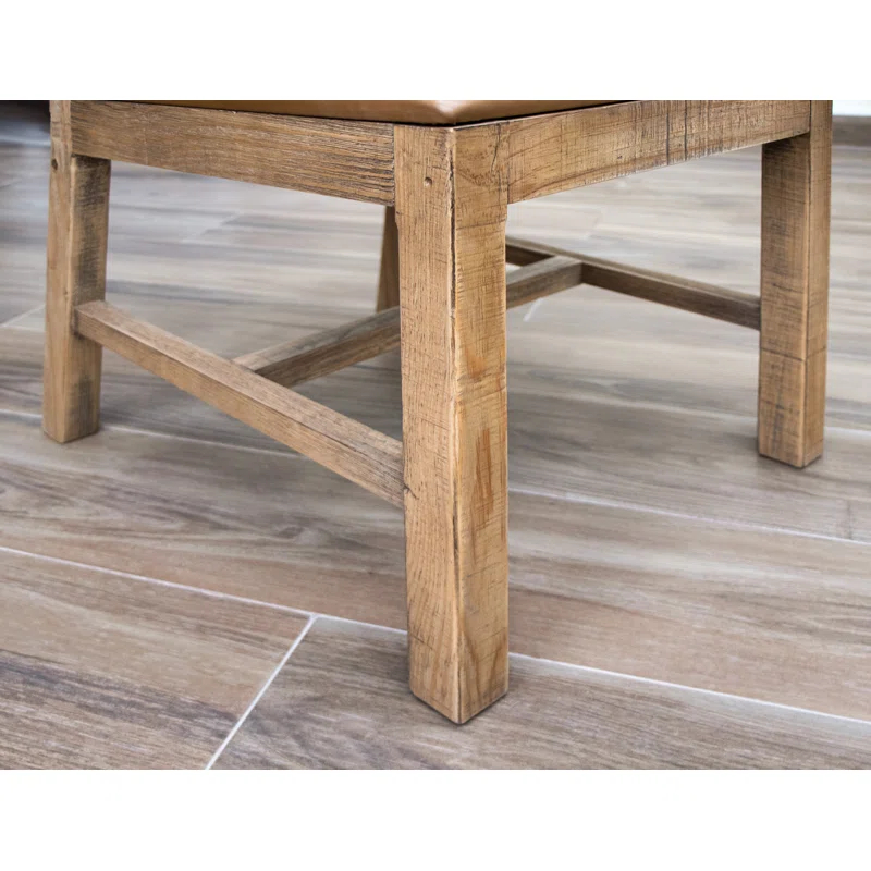 International Furniture Direct Tulum Solid Wood Chair With Upholstered Seat (Set of 2)