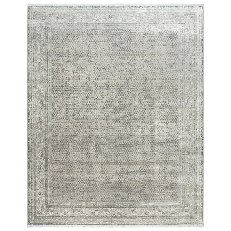 Gertmenian Florance Modica Transitional Oriental Border Floral Dark Gray High-Low Viscose/Acrylic Area Rug