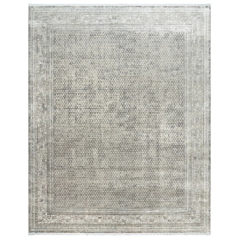 Gertmenian Florance Modica Transitional Oriental Border Floral Dark Gray High-Low Viscose/Acrylic Area Rug