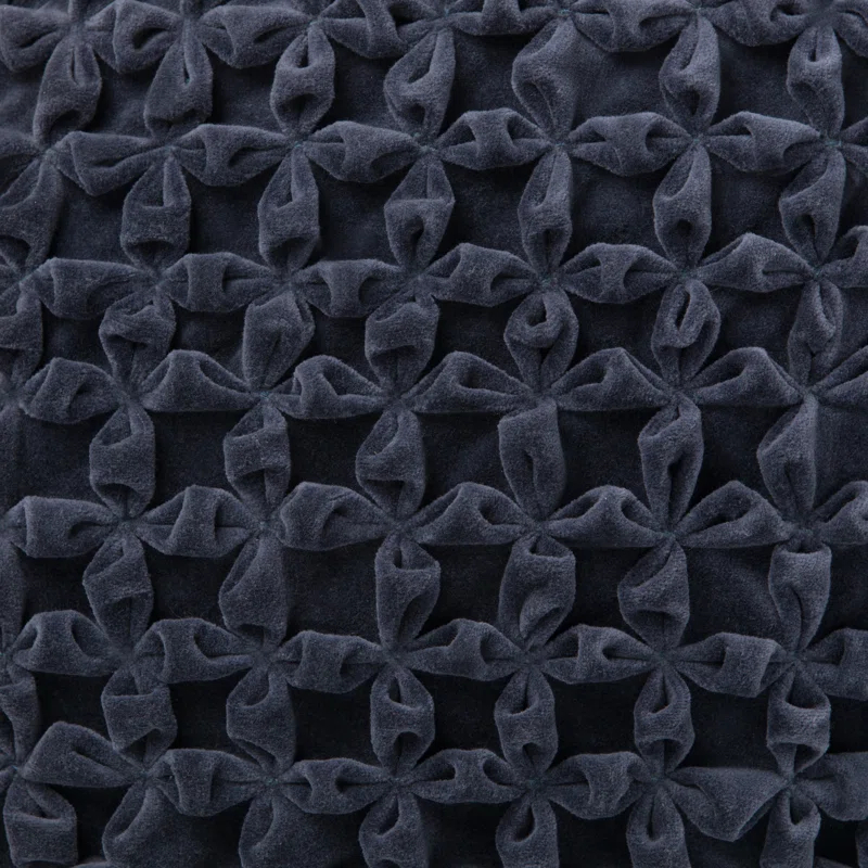 Simpli Home Renee 20"W Round Button-Tufted Velvet Pouf