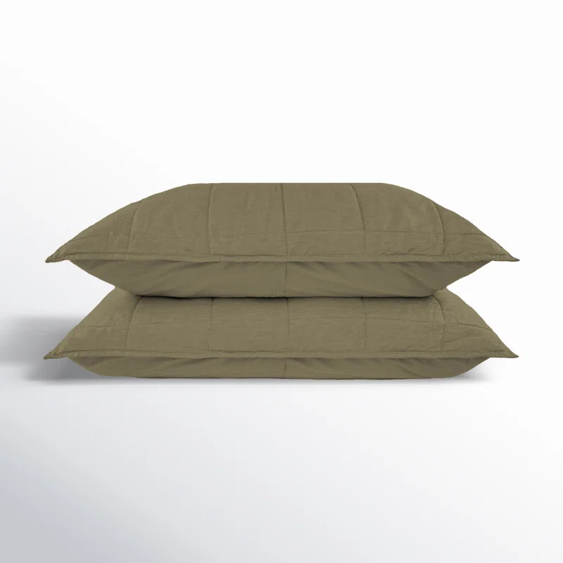 BOKSER HOME French Linen Box Stitch Quilted Sham Set