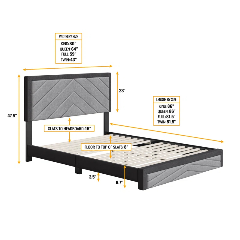 Boyd Sleep Barcelona Linen or Faux Leather Upholstered Platform Bed Frame with Adjustable Headboard, Heavy Duty Slat Support System, No Box Spring Required - Boyd Sleep