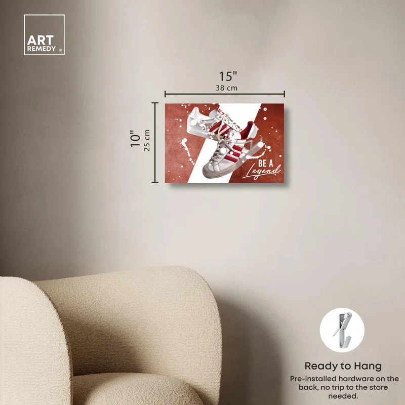 Art Remedy Be A Legend Red Sneaker Pair Canvas Mancave Art by Art Remedy