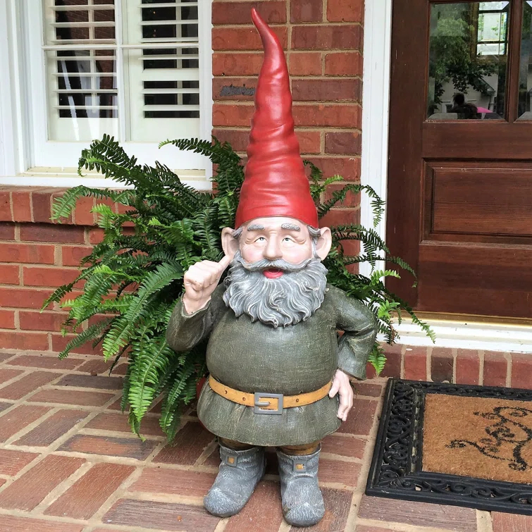 HomeStyles Old World Gnomes Rumple Thumbs Up Gnome Garden Statue