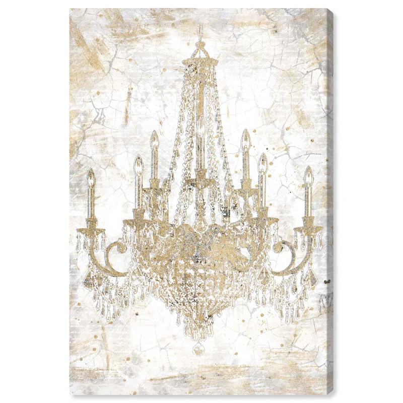 Oliver Gal Prints Fashion And Glam " Fashion And Glam White And Gold Chandelier " by Oliver Gal
