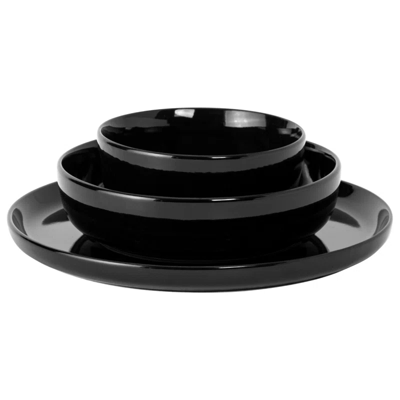 Gibson Gibson Home Oslo 12 Piece Porcelain Dinnerware Set - Black