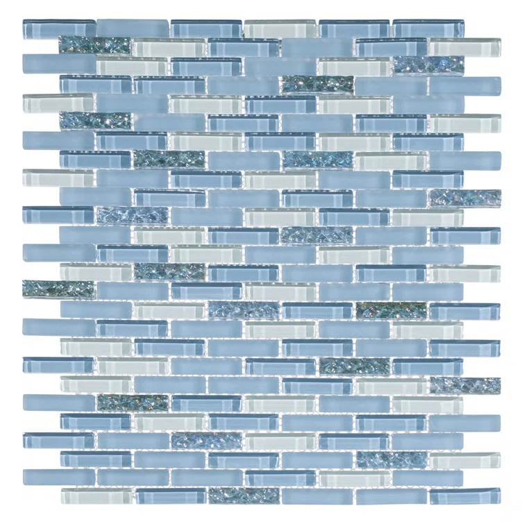 Andova Loic 1" x 2" Glass Brick Joint Mosaic  Kitchen Backsplash, Bathroom, Shower, Pool, Wall and Floor Tile | Wayfair