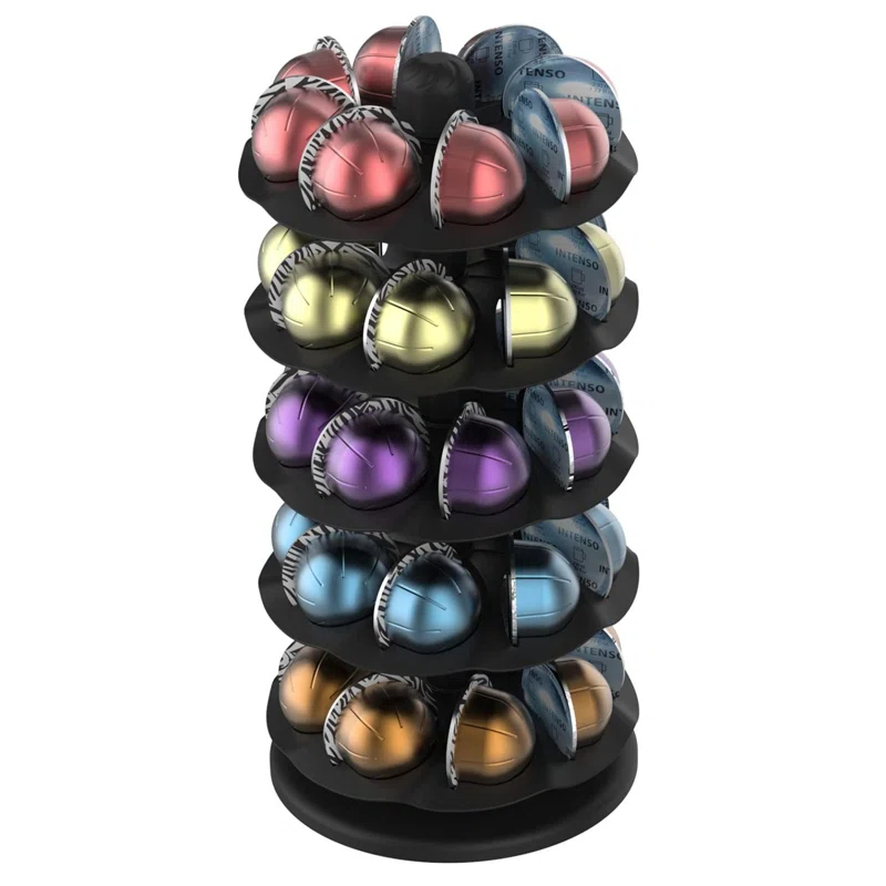APPENIN WINTER PARK CORP Rotary Coffee Pod Capsules Carousel Holder Organizer Compatible With 40 Nespresso Vertuoline Capsules (Black)
