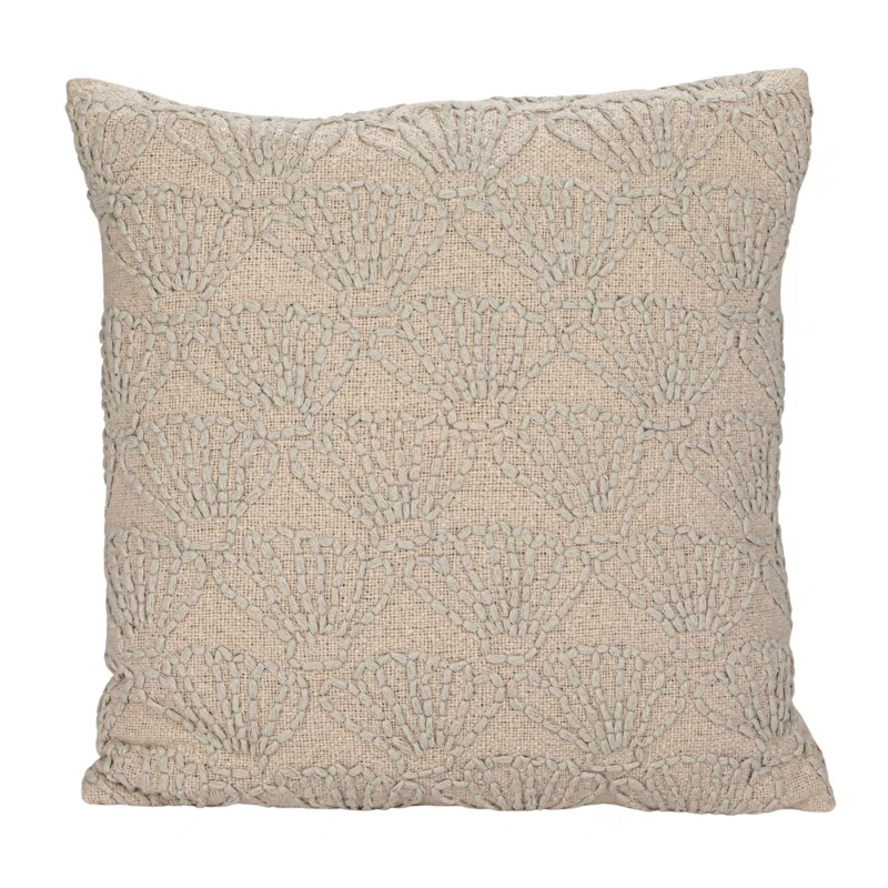 Embroidered Cotton Reversible Throw Pillow