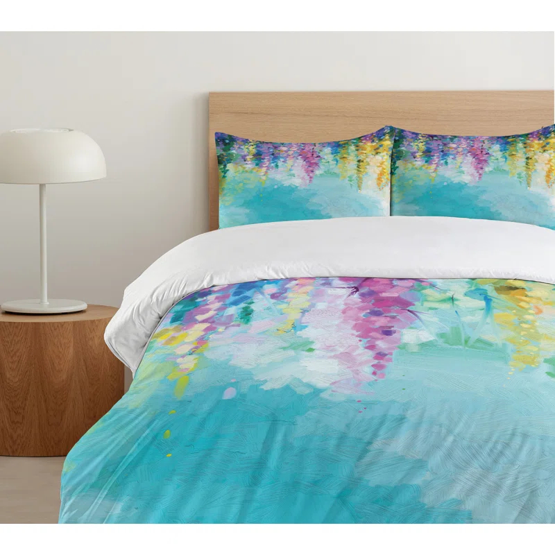 Watercolor Flower Home Modern & Contemporary Abstract Duvet Cover Set