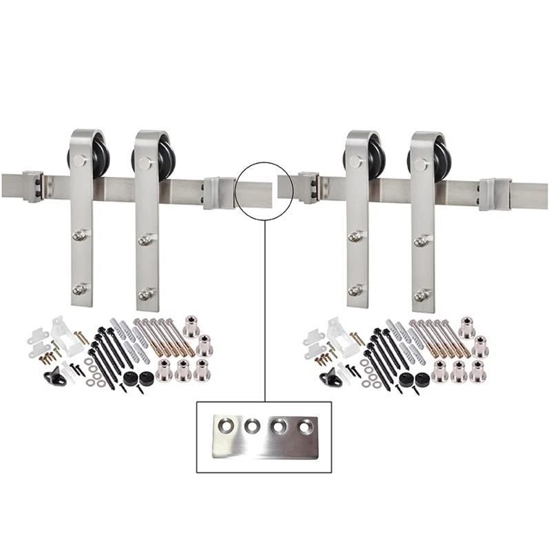 K-Plank 72'' x 84'' Solid + Manufactured Wood Paneled with Installation Hardware Kit Barn Door