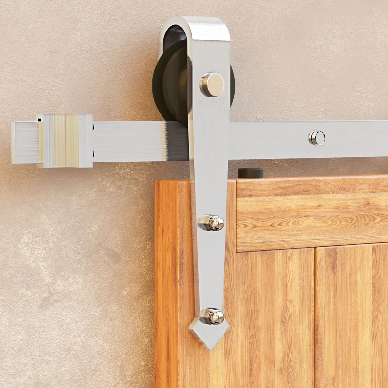 Homacer Brushed Nickel Arrow Design Non-Bypass Single Track Two Door Hardware Kit( Door Not Included)