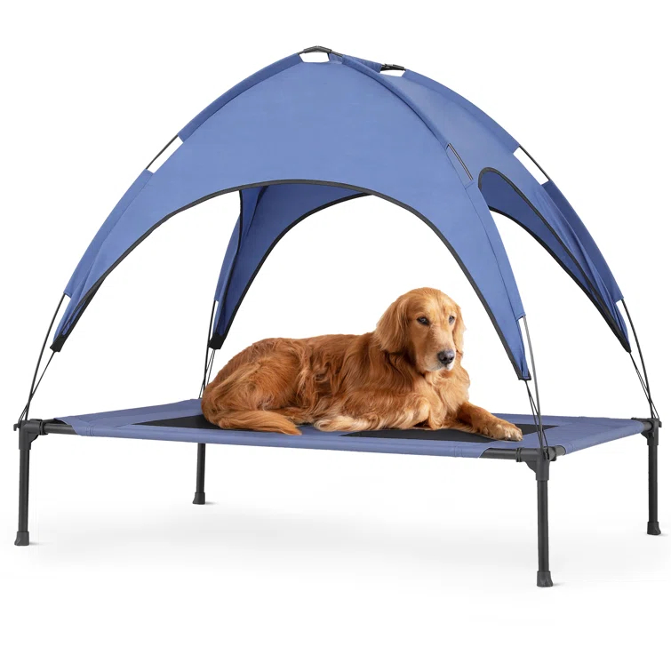 Tucker Murphy Pet™ Elevated Dog Bed With Canopy, Outdoor Dog Cot With Removable Canopy Shade Tent, Raised Pet Cot