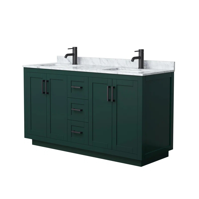 Wyndham Collection Miranda 60" Freestanding Double Bathroom Vanity with Marble Top