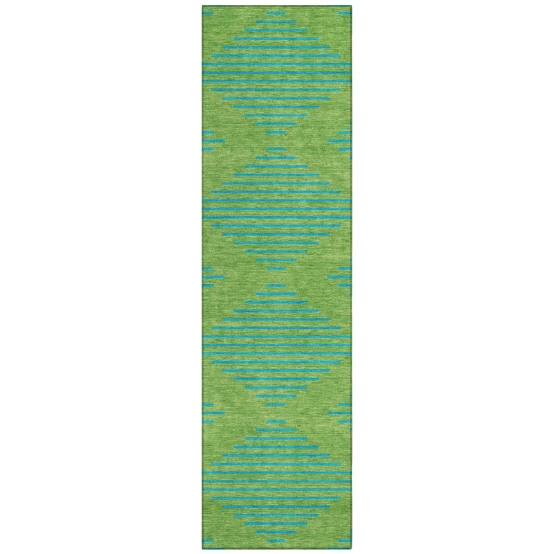 Machine Washable Indoor/Outdoor Chayden ACN1017 Green Rug