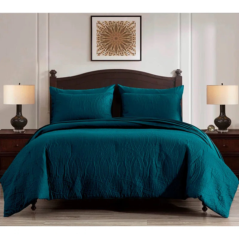 Chezmoi Collection Liam Microfiber 7 Piece Bed in a Bag Comforter Set