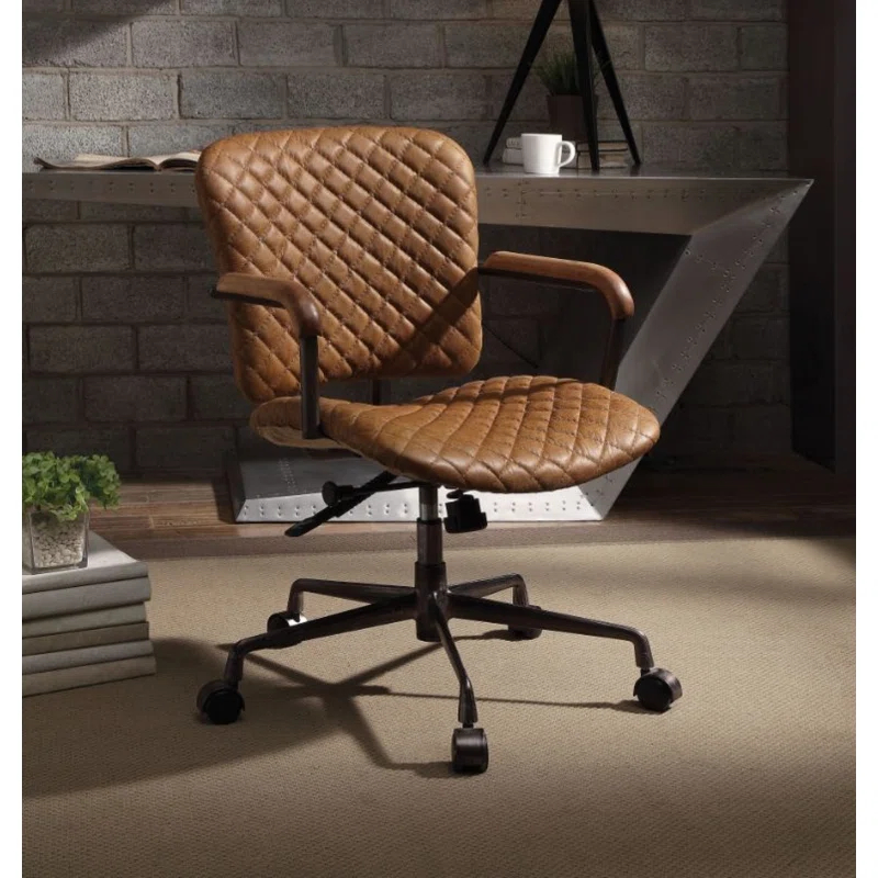 F&L Homes Studio Josi Genuine Leather Office Chair
