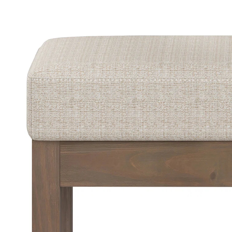 Simpli Home Milltown Ottoman Bench with Upholstered Seat and Solid Wood Frame