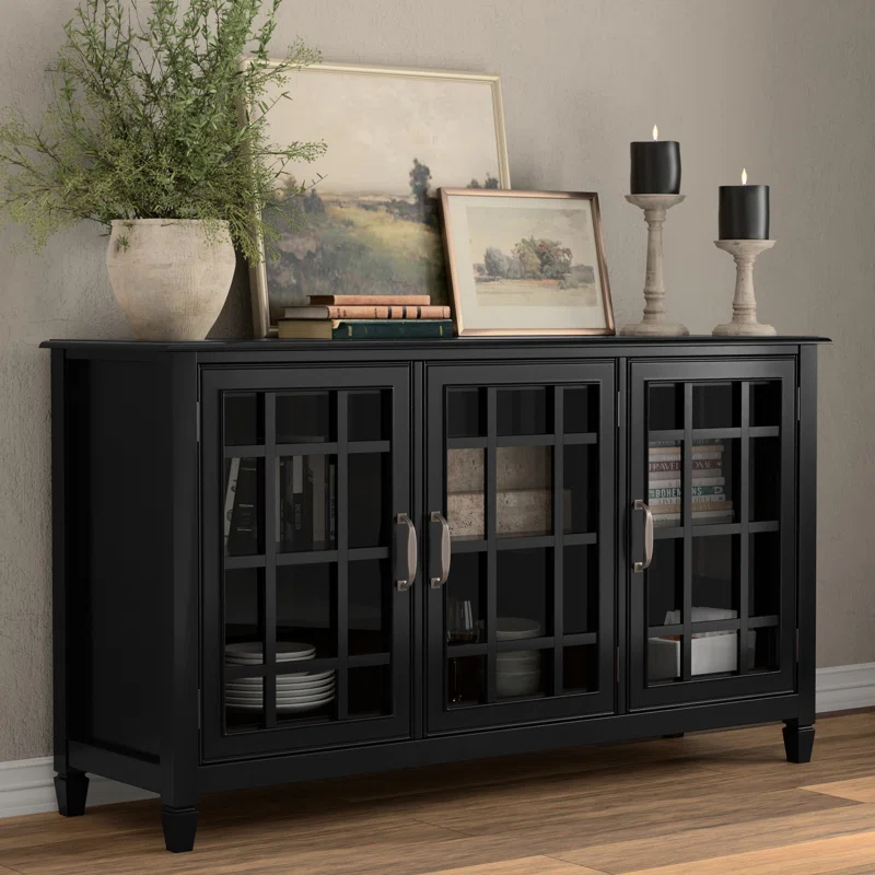 Simpli Home Connaught Wide Storage Cabinet Buffet