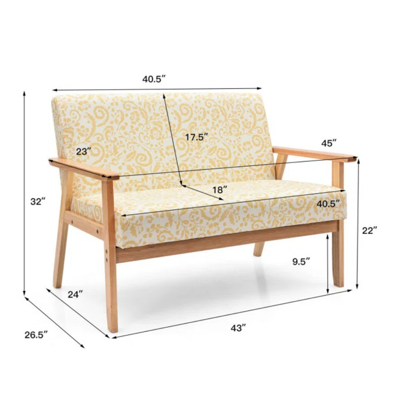 George Oliver Modern Fabric Loveseat Sofa Couch Upholstered 2-Seat Armchair