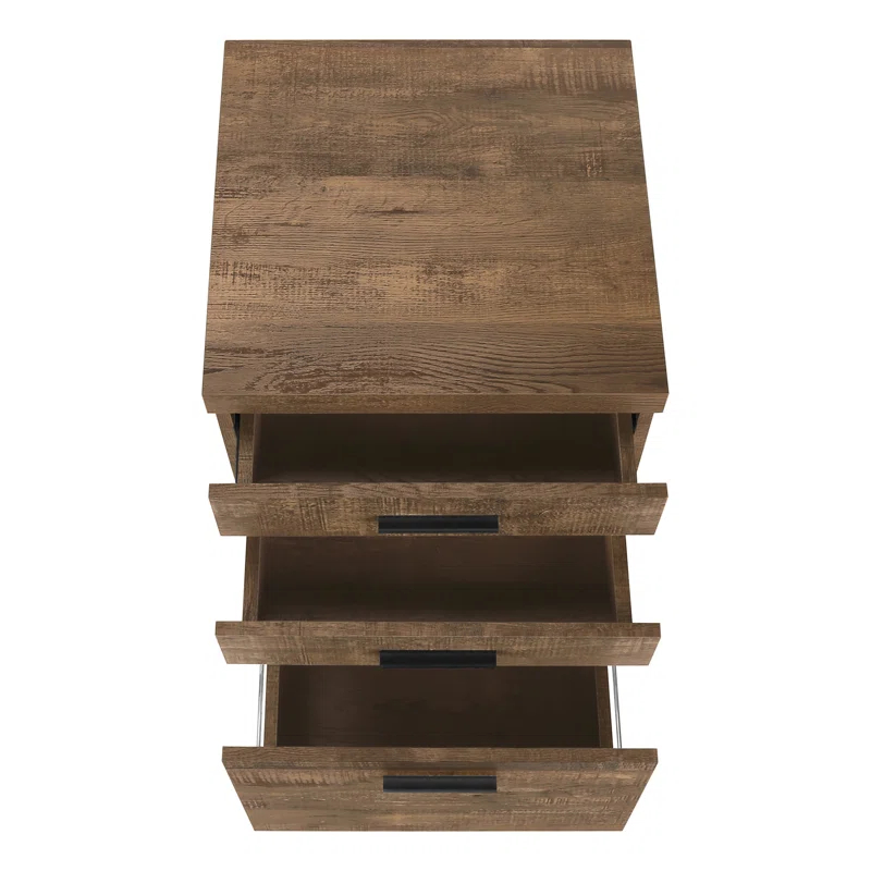 Millwood Pines File Cabinet, Rolling Mobile, Storage Drawers, Printer Stand, Office, Work, Brown Laminate, Contemporary, Modern