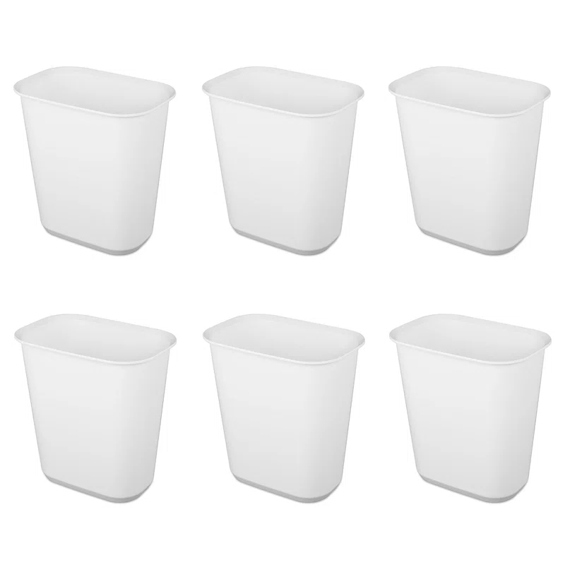 Sterilite Sterilite Rectangular Wastebasket Open Top Trash Bin, 6 Pack (Set of 6)