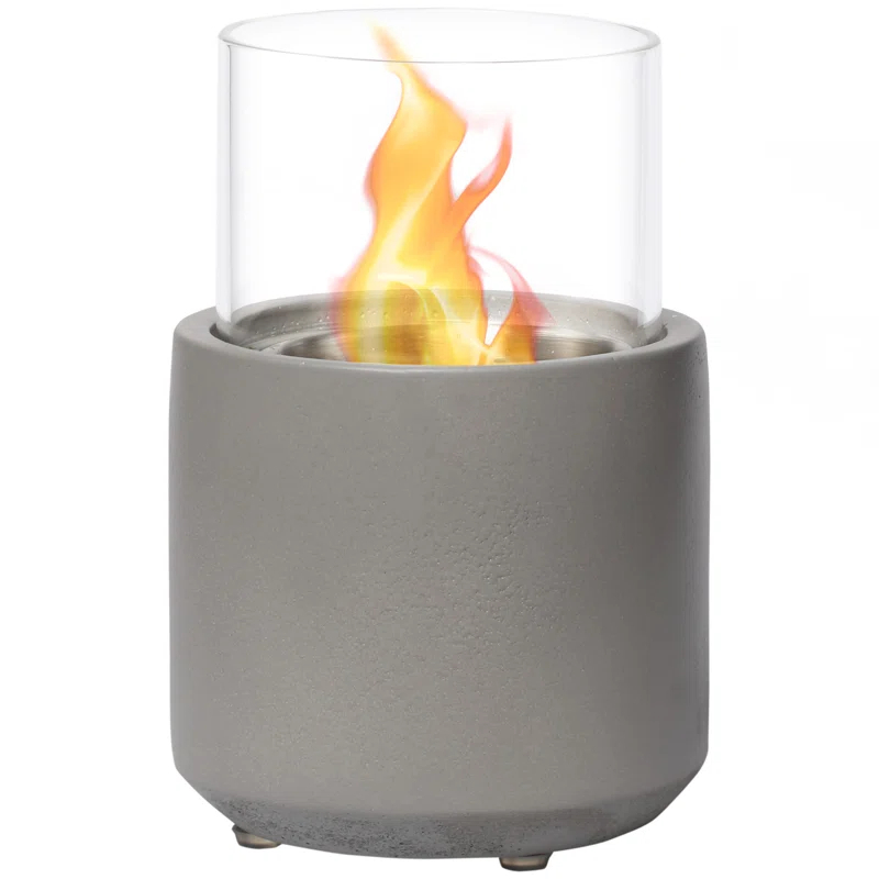 HomCom Glass Ethanol Tabletop Fireplace with Flame Guard