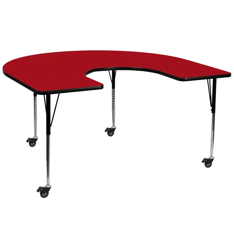 Flash Furniture Goddard 60''W x 66''L Horseshoe Thermal Laminate Activity Table - Adjustable Short Legs