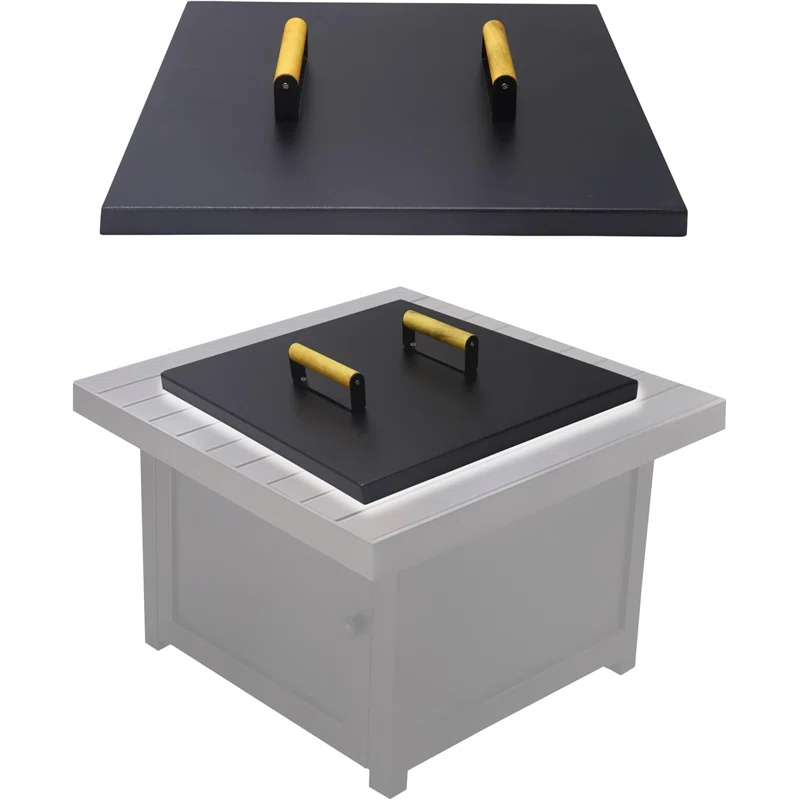 FEBTECH Fire Pit Snuffer Lid - Fire Pit Lid Square 34X34 Fire Pit Cover Square, Rust Resistant Firepit Lid,Carbon Steel Fire Pit Table Lid Square, Compatible For Firepit & Firepit Table Inside Dia Up To 32".