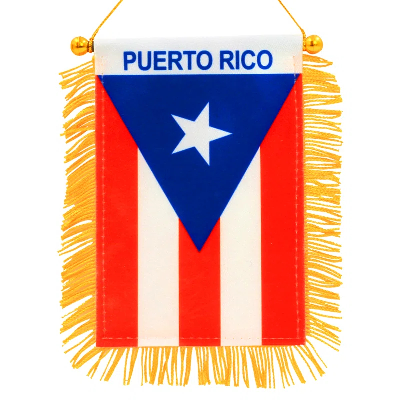 ANLEY Puerto Rico Fringy Window Hanging Flag 4 x 6 in.