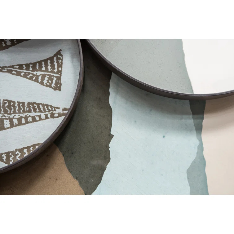 Wabi Sabi Graphite Round Glass Tray with Autumn Tones