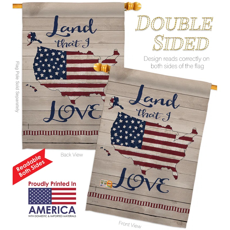 Breeze Decor Double Sided 40'' H x 28'' W Polyester Independence Day Flag Set