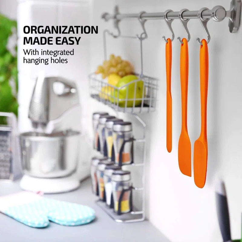 OVENTE Silicone Spatula , Food Grade Rubber Spatulas Heat Resistant w/ Stainless Steel Core & Seamless Design, Non Stick Rubber Spatula for Mixing, Baking & Cooking, 5 Pieces