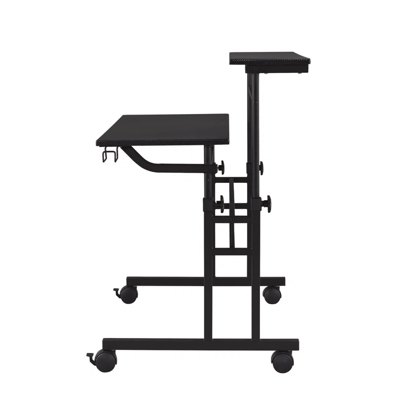 Inbox Zero Mobili Rolling Writing Desk – Height Adjustable with Moveable Shelf & Locking Wheels