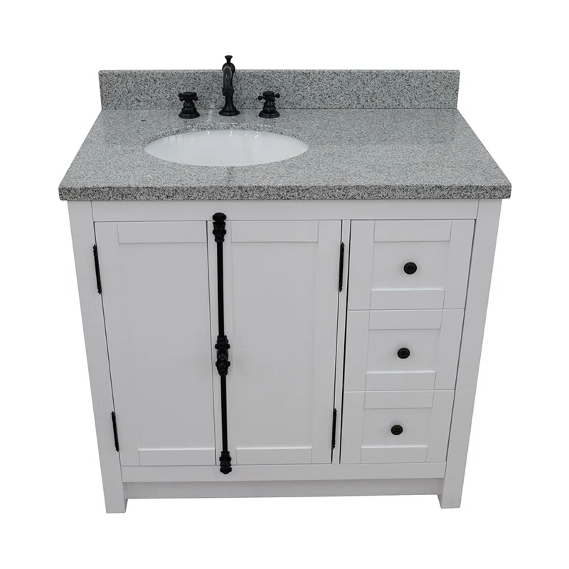 Gracie Oaks Trainor 37'' Single Bathroom Vanity with Stone Top