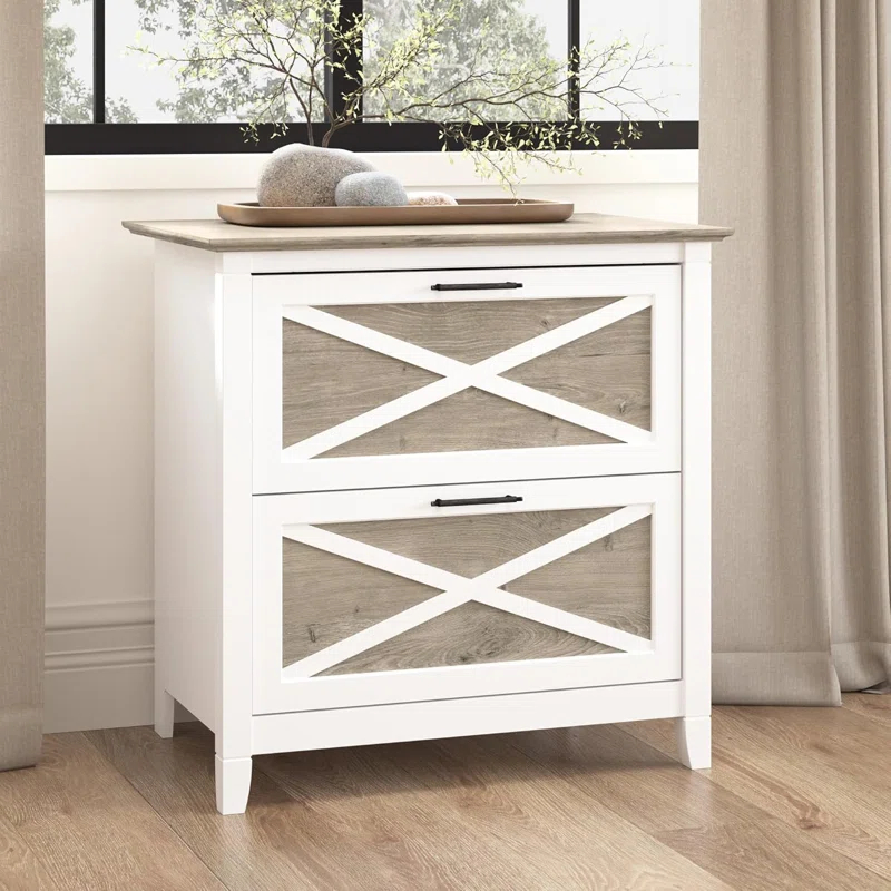Gracie Oaks Lateral File Cabinet, Modern Farmhouse 2 Drawer File Cabinet For Home Office
