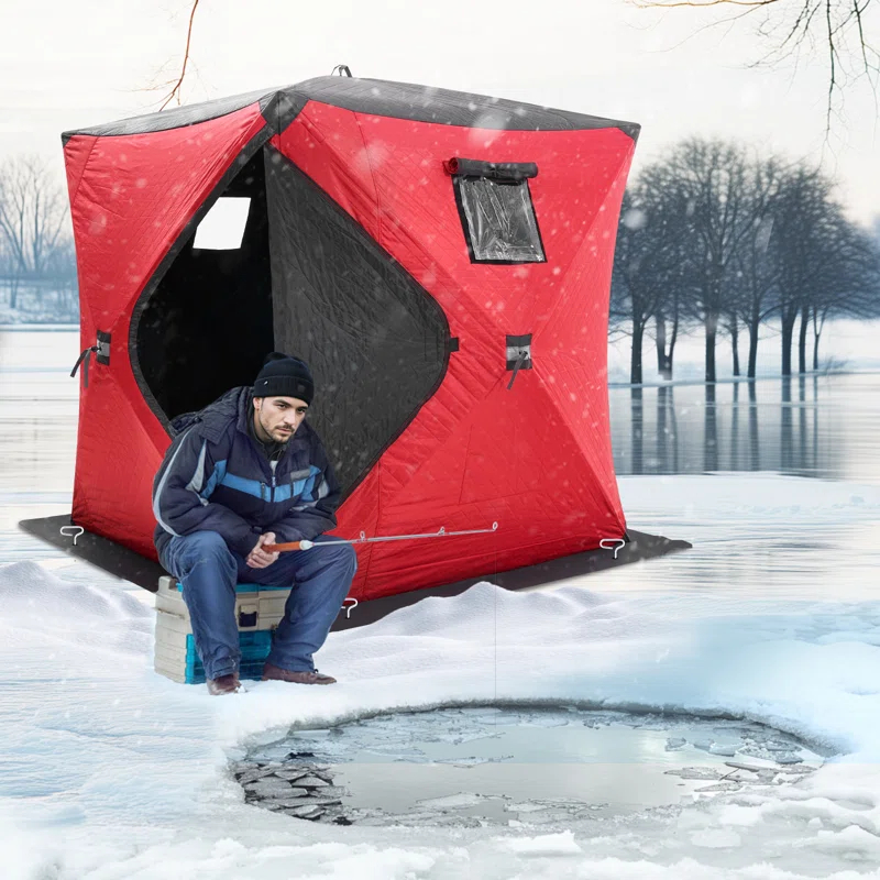3-4 Person Ourdoor Portable Ice Shelter Pop-Up Ice Fishing Shanty Tent