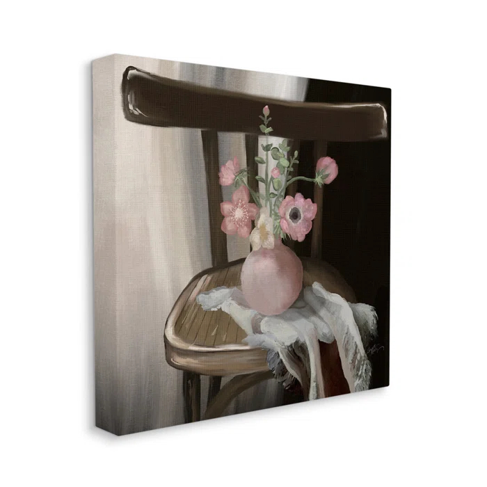 Stupell Industries " Serene Pink Flower Vase Arrangement Still Life " by Elizabeth Medley Painting Print