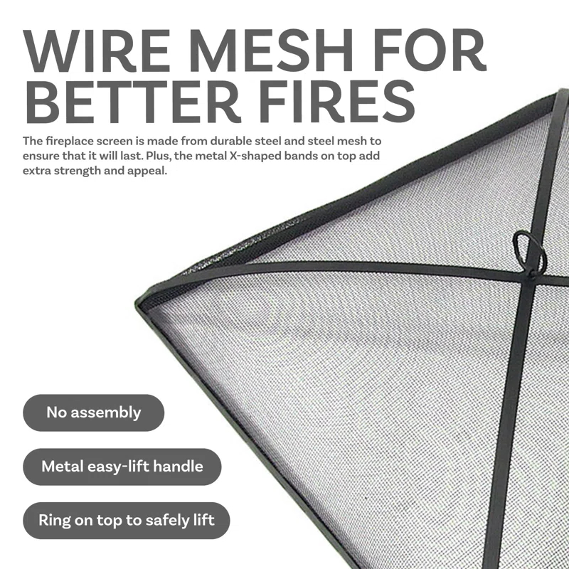 SunnyDaze Decor Square Steel Mesh Black Fire Pit Spark Screen Cover