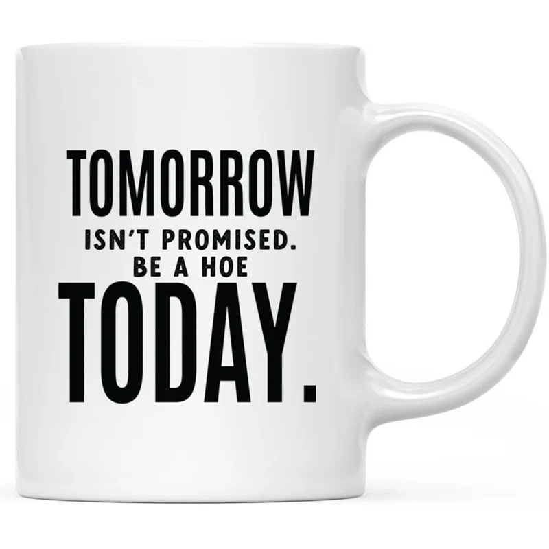 11Oz Ceramic Funny Coffee Mug - Tomorrow Isn''t Promised Be A Hoe Today Funny Coffee Mugs For Gifts, 1-Pack