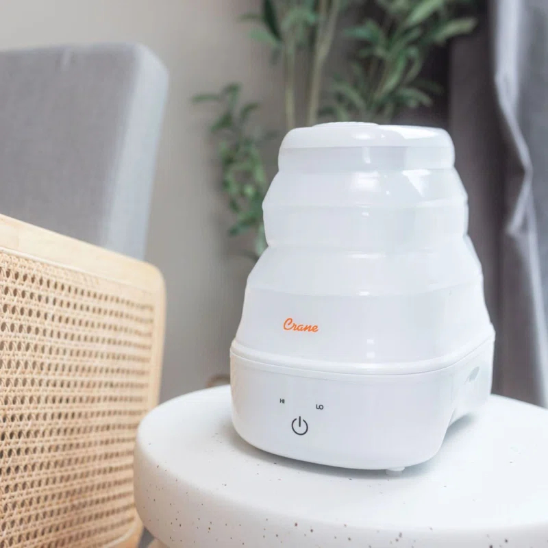 Crane USA 1 Gal. Warm Mist Collapsible Humidifier, White, Top Fill, for Medium Rooms Up to 500 sq. ft.