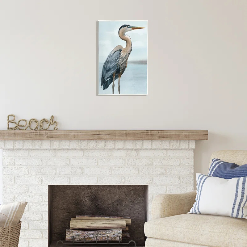 Stupell Industries " Coastal Heron Portrait " by Grace Popp Painting Print
