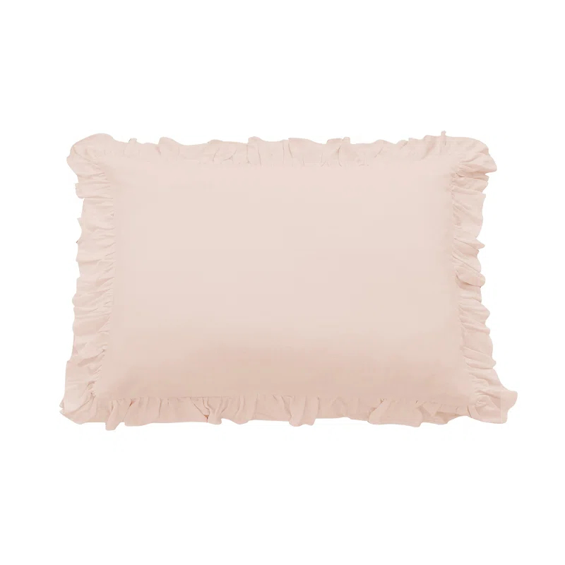 HiEnd Accents Lily Washed Linen Ruffled Classic Chic Romantic Farmhouse Pillow Sham