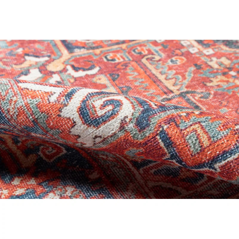 Joss & Main Lyona Oriental Power Loom Red/Blue Area Rug