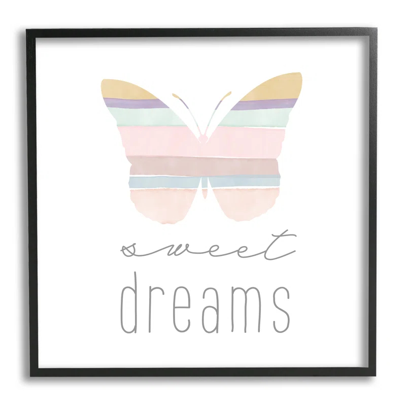 Stupell Industries Ba-865-Framed " Sweet Dreams Pastel Butterfly " by Katrina Craven