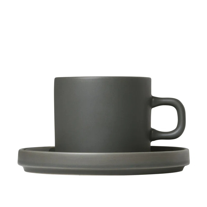 Blomus PILAR Stoneware Coffee Mug & Saucer (Set of 2)